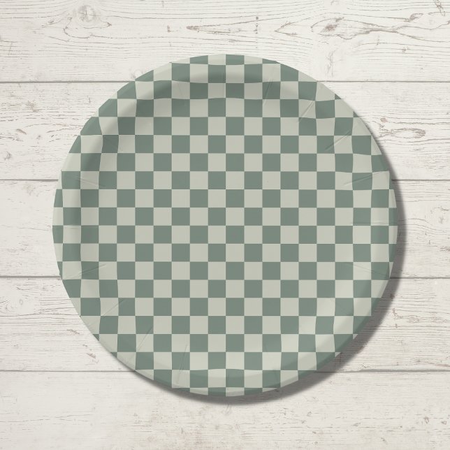Green Chequerboard Paper Plate (Creator Uploaded)