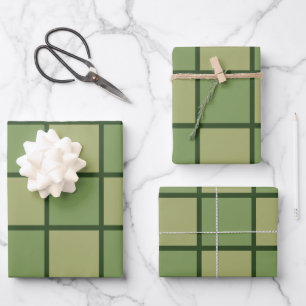 Green Chequerboard Pattern Wrapping Paper Sheet