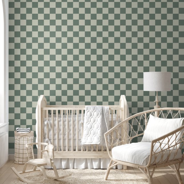 Green Chequerboard Wallpaper (Kids)