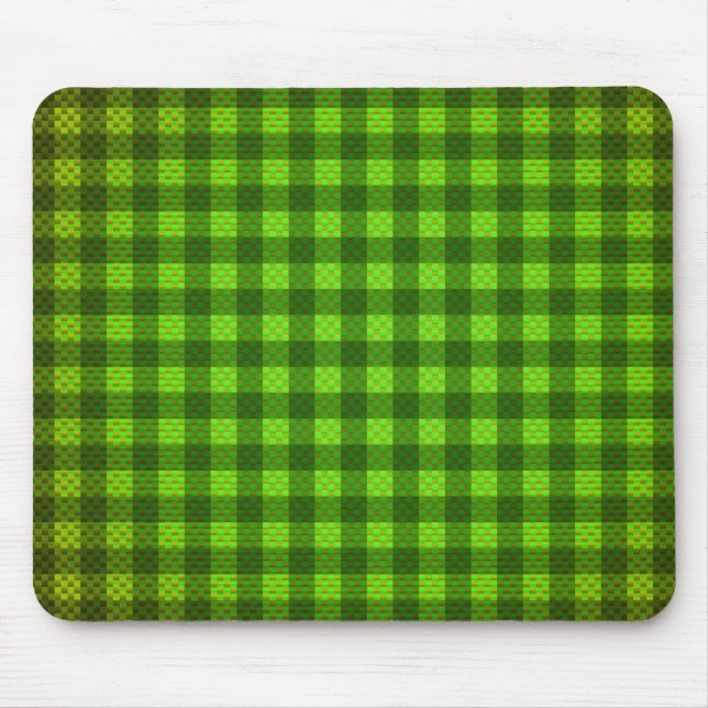 Green chequered carbon fibre patterned mouse pad (Front)
