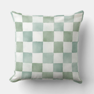 Green Chequered Decorative Throw Pillow 