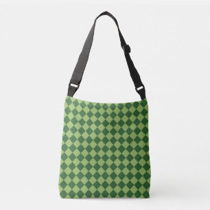 Green Chequered Diamond Pattern Crossbody Bag