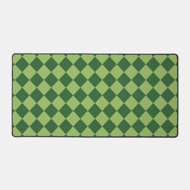 Green Chequered Diamond Pattern  Desk Mat (Front)