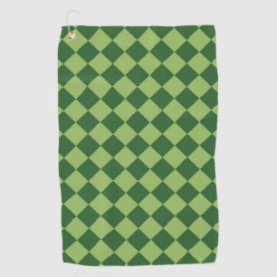 Green Chequered Diamond Pattern Golf Towel