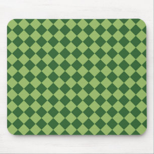 Green Chequered Diamond Pattern Mouse Pad