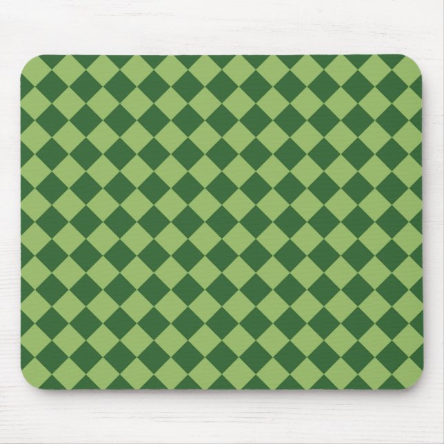 Green Chequered Diamond Pattern  Mouse Pad (Front)
