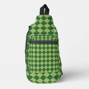 Green Chequered Diamond Pattern Print Cut Sew Bag