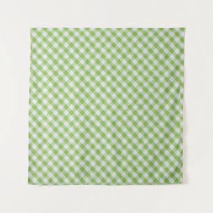 Green chequered fabric: closeup texture. tapestry