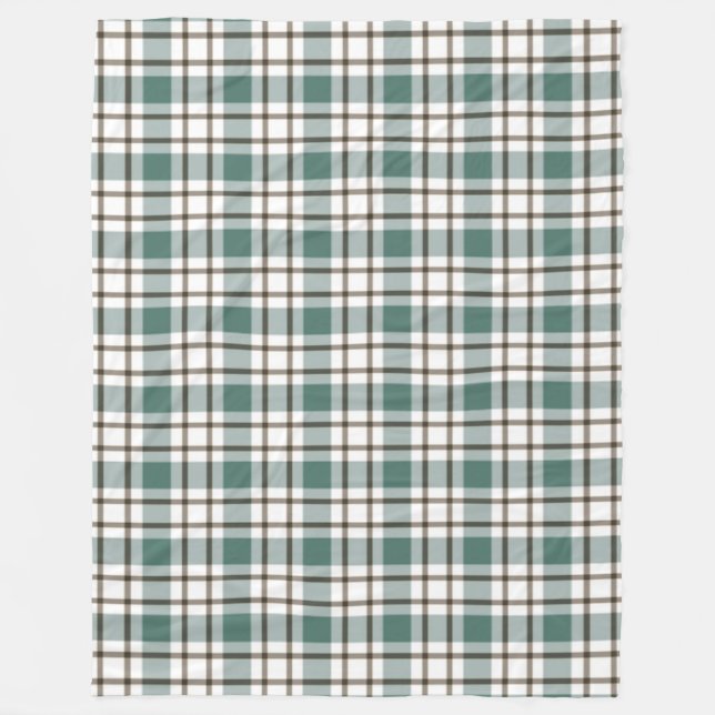 green chequered light tartan pattern fleece blanket (Front)