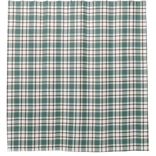 green chequered light tartan pattern shower curtain (Front)