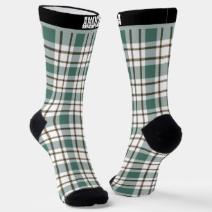 green chequered light tartan pattern socks