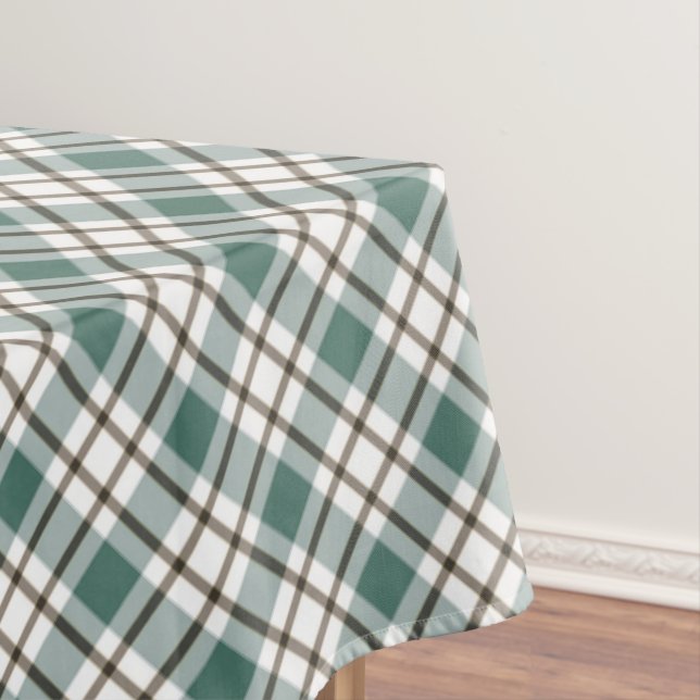 green chequered light tartan pattern tablecloth (In Situ)