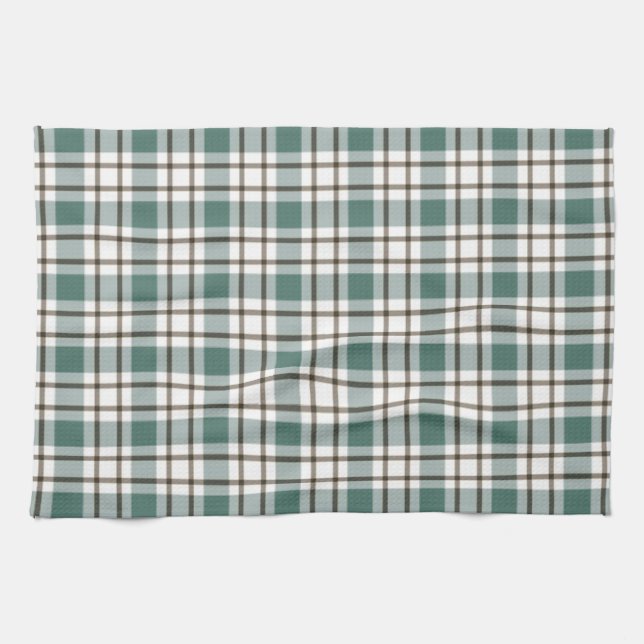 green chequered light tartan pattern tea towel (Horizontal)