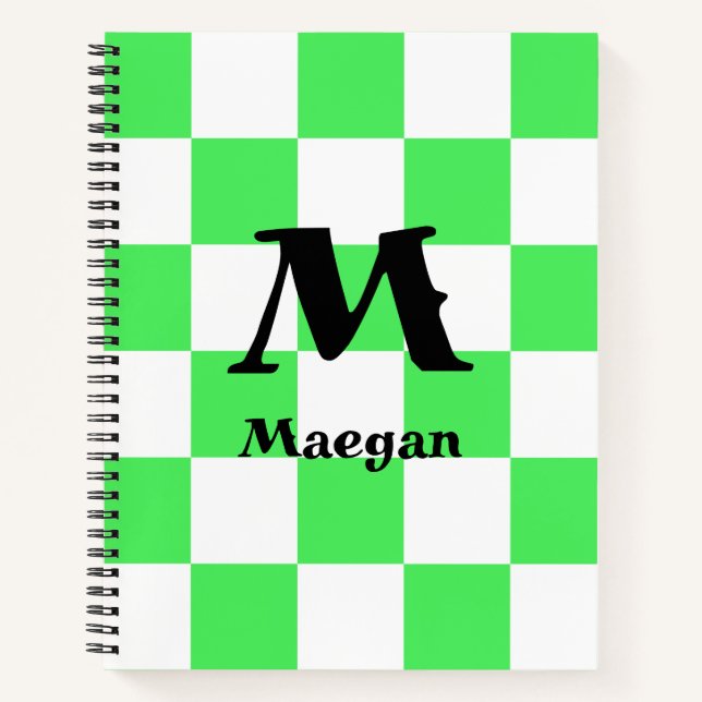 Green Chequered Pattern Background Notebook (Front)