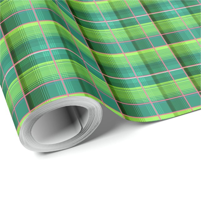 Green chequered pattern small scale wrapping paper (Roll Corner)