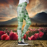 Green Chequered Watercolor Pattern Leggings<br><div class="desc">Modern design leggings featuring a nature inspired geometric tiled pattern with a subtle watercolor effect in different shades of green.</div>