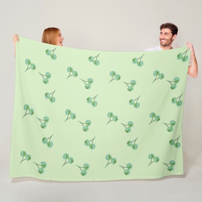 Green Cherry Fleece Blanket (In Situ)