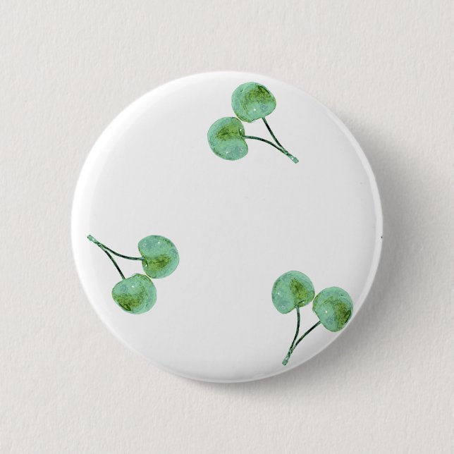 Green Cherry Pattern 6 Cm Round Badge (Front)