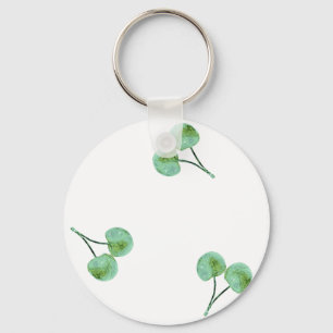 Green Cherry Pattern Key Ring