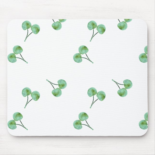 Green Cherry Pattern Mouse Pad (Front)