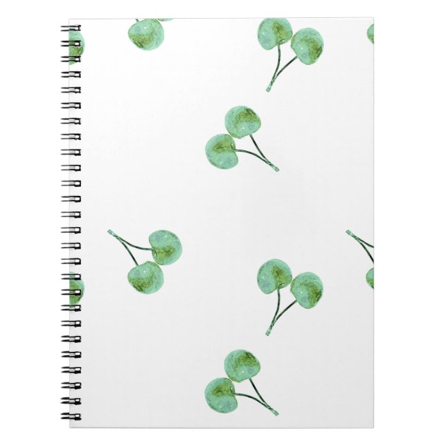 Green Cherry Pattern Notebook (Front)