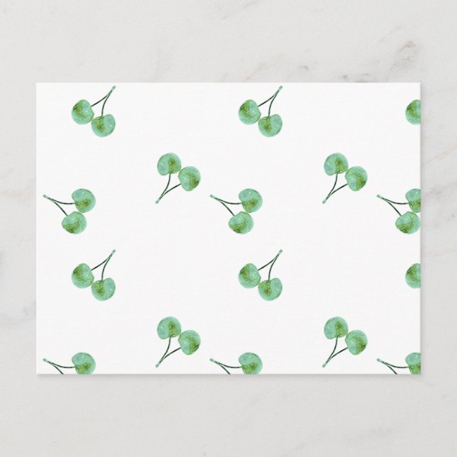 Green Cherry Pattern Postcard (Front)