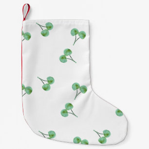 Green Cherry Pattern Small Christmas Stocking
