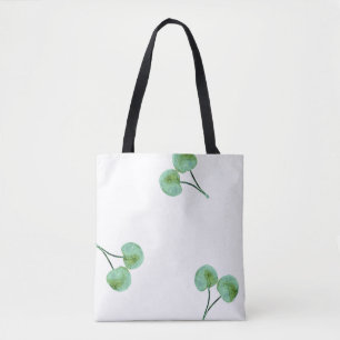 green cherry pattern tote bag
