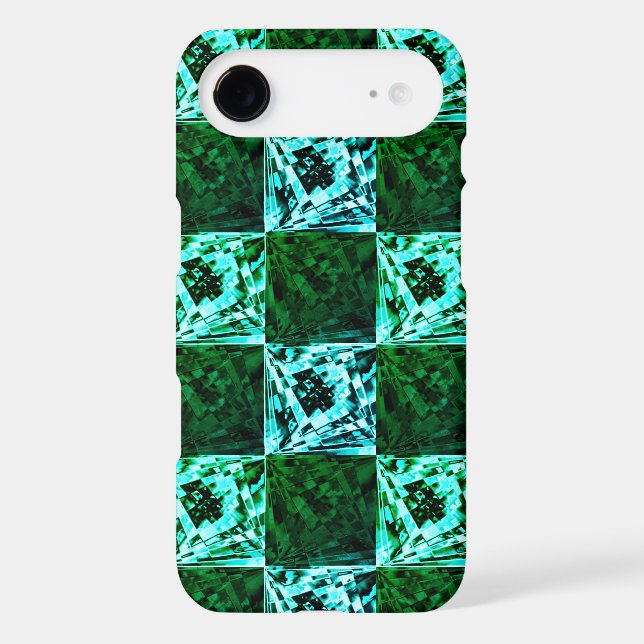 Green chess and blue sky or cyan, with rectangles? Case-Mate iPhone case (Back)