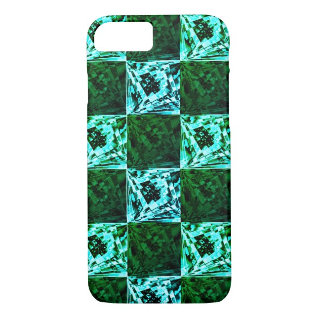 Green chess and blue sky or cyan, with rectangles? Case-Mate iPhone case (Back)