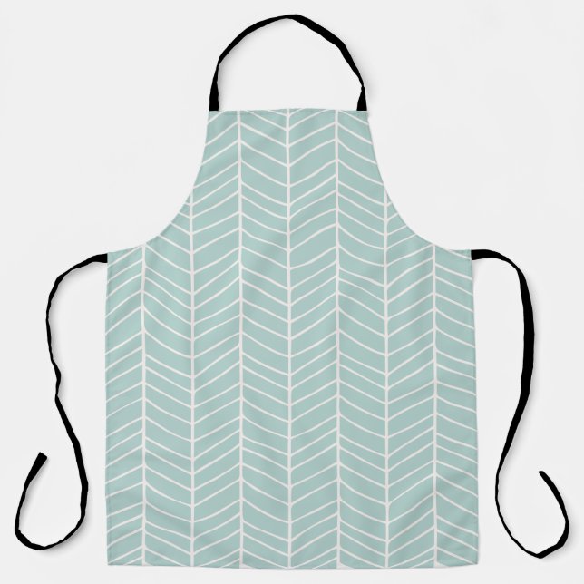 Green Chevron All Over Print Apron (Front)