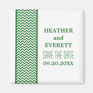 Green Chevron Border Save the Date Magnet