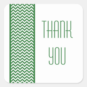 Green Chevron Border Thank You Stickers