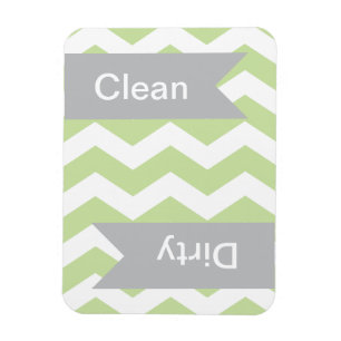 Green Chevron Clean - Dirty Dishwasher Magnets