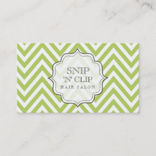 Green Chevron Filigree Stripes Hair Stylist Cards