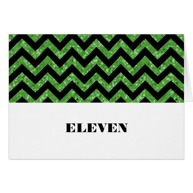 Green Chevron Glitter Table Card (Front Horizontal)