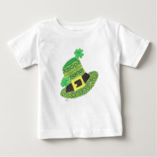 Green chevron leprechaun's hat infant t-shirt
