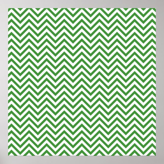 Green Chevron Pattern Poster (Front)