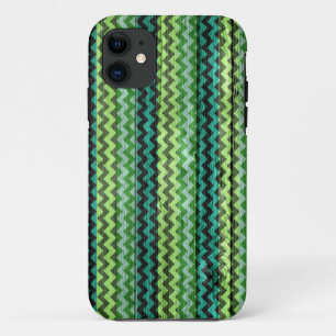 Green Chevron Pattern Wooden Case-Mate iPhone Case