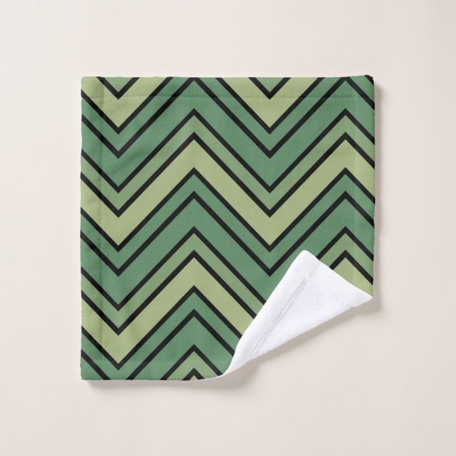 Green chevron patterned wash cloth (Wash Cloth)