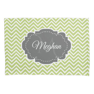 Green Chevron Personalised Pillowcase