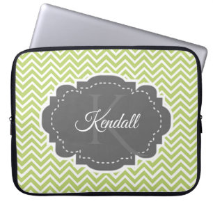 Green Chevron Personalized Laptop Sleeve