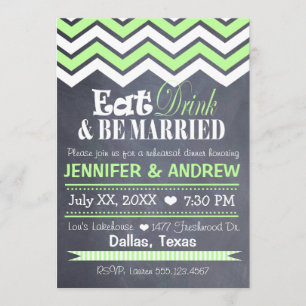 Green Chevron Rehearsal Invitation