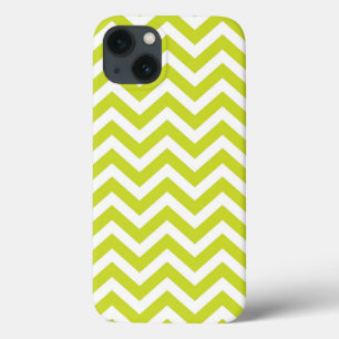 Green Chevron Stripe Pattern iPhone 13 Case