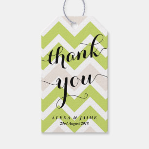Green Chevron Thank You Cute Modern Calligraphy Gift Tags