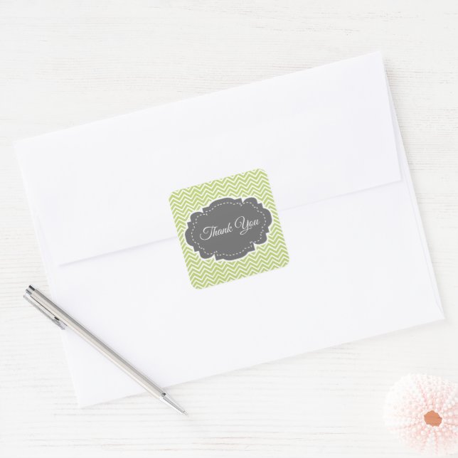 Green Chevron Thank You Sticker (Envelope)