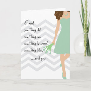 Green Chevron Will You Be My Bridesmaid Invitation