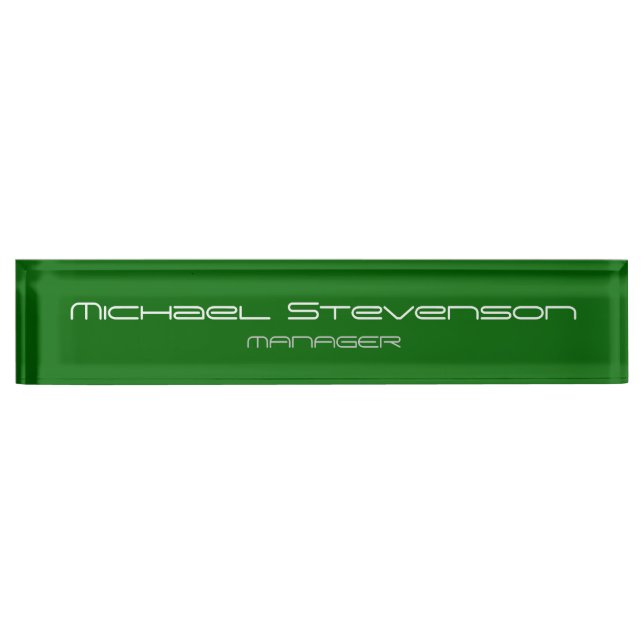 Green Chic Elegant Modern Desk Nameplate (Front)