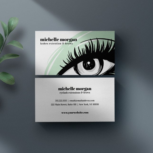 Green chic Eye shadow  Eyelash Brows professional Business Card (Creator Uploaded)