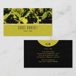 Green   Chic Faux Gold Glitter Monogram Business Card